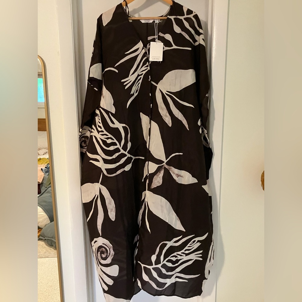 & Other Stories Printed Throw On Midi dress in Brown and White Floral